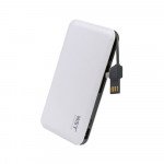 Wholesale Universal 8000 mah Portable Power Bank Charger with Built In Cable (White)